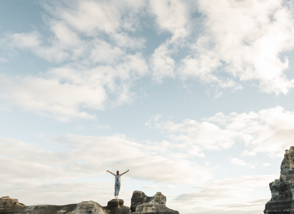 A person experiencing freedom to do more.