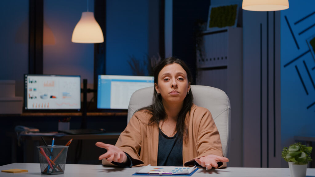 woman sat at desk